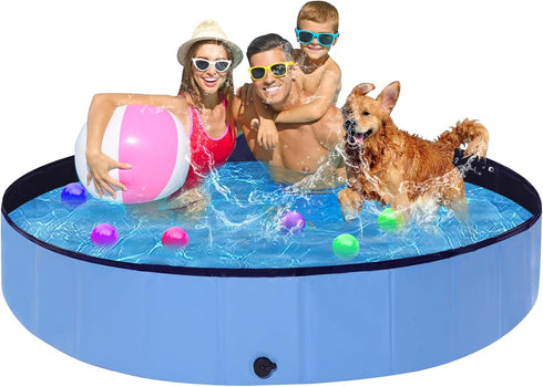 Foldable Dog Pool - 79" x 12" Anti-Slip Portable Swimming Pool, Collapsible Kiddie Pool for Outdoor and Indoor Pets