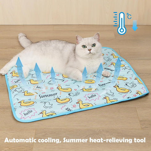 Dog Ice Pad Ice Silk Cats Kennel Mat Pet Cooling Pad Summer Cool Bamboo Mat Breathable Pad (Duck, S)