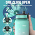 OLDLEY Water Bottles, 32oz - Motivational Sports Water Bottle with Time Marker, Tritan, BPA Free, Wide Mouth, Bubble Gum