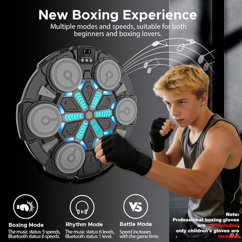 Lights,2 3-12+ Music Punching Machine for Kids Adults,Bluetooth Wall Mounted Boxing Trainer with Gloves,Rhythm Player