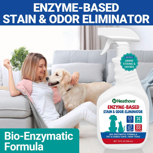 Neathova Stain & Strong Odor Eliminator, Enzyme Cleaner, Pet Odor Eliminator for Home - Carpet Stain Remover for Cats