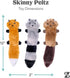 Pack Pack, 11" ZippyPaws Skinny Peltz - No Stuffing Dog Toy to Keep Them Busy, for Small and Medium Dogs, Squeaky Pet
