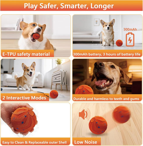 Loktoty IPX7 Smart Interactive Dog Toys Balls, Pelota Interactiva para Perros. Automatic Moving, Bouncing, E-TPU
