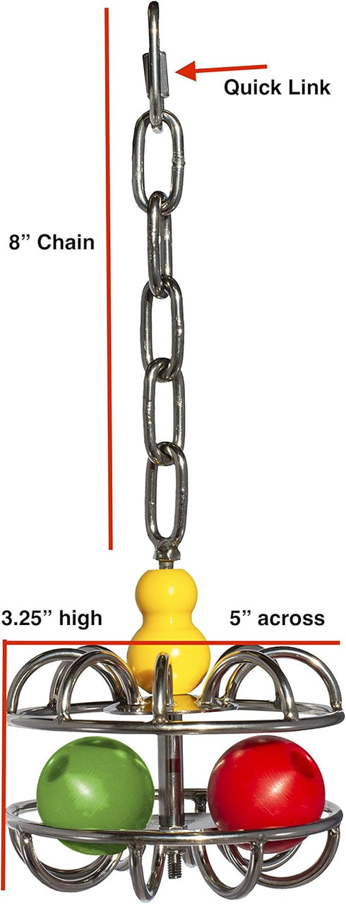 Impossiball Stainless Steel Bird Toy - Large Bird Toys for Macaw Enrichment and Parrot Foraging | Durable Treat