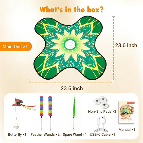 Paleclouds 3-in-1 3 Hide and Seek Cat Toy Mat, Interactive Cat Toys for Indoor Cats with Fluttering Butterfly & Moving