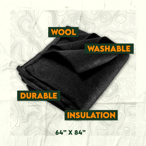 64" 84" 4-lb. 80% BI64845BK SE Black x Warm Blanket with Wool