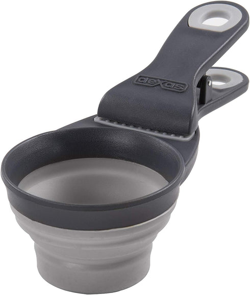 Dexas Pets Collapsible KlipScoop Dry Dog Food Scoop and Bag Clip, Light Gray, 1/2 Cup Capacity (PW650432429)