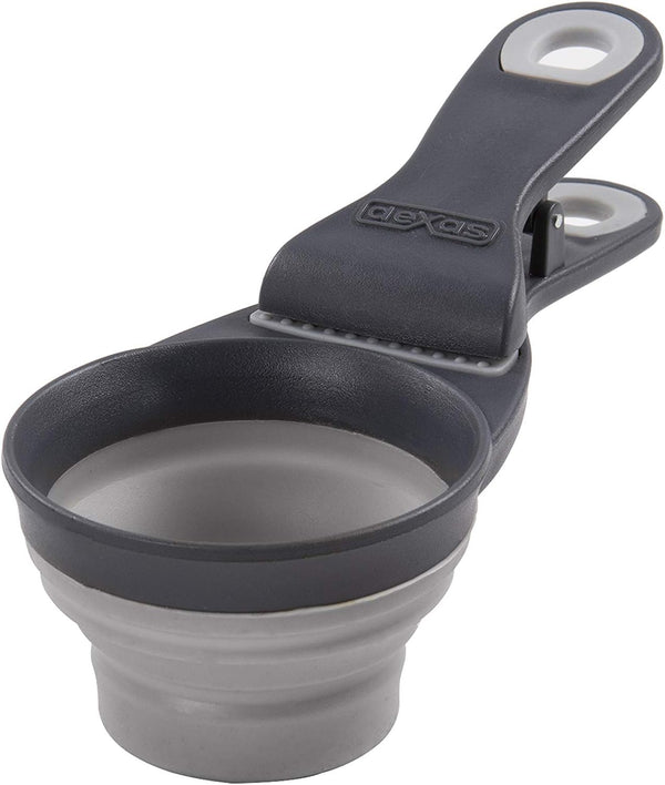 Dexas Pets Collapsible KlipScoop Dry Dog Food Scoop and Bag Clip, Light Gray, 1/2 Cup Capacity (PW650432429)