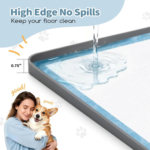 Greatbond 24" 24", 4 Pee Pad Holder for Dogs x Silicone Potty Tray with Holder Clamps, High Edge No-Spill Dog Training