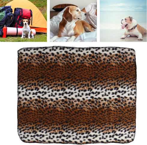 Fleece Pet Blanket, Warm and Comfortable Kennel Blanket for Camping, Travel, and Beach (Leopard Print, S)