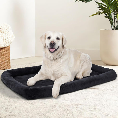 Patas Lague Bolster Dog Bed for Medium Dogs 30''x20'', Soft Foam Dog Sofa Pet Bed, Machine Washable Dog Cat Crate Bed Mat for Medium Pet Breeds Black