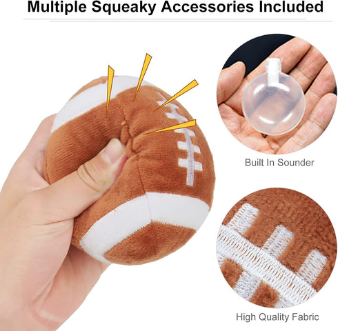Dog Toys Balls, Chewable Plush Rugby for Dogs, Soft Squeaky Ball for Indoor & Outdoor Play, Birthday for Puppies