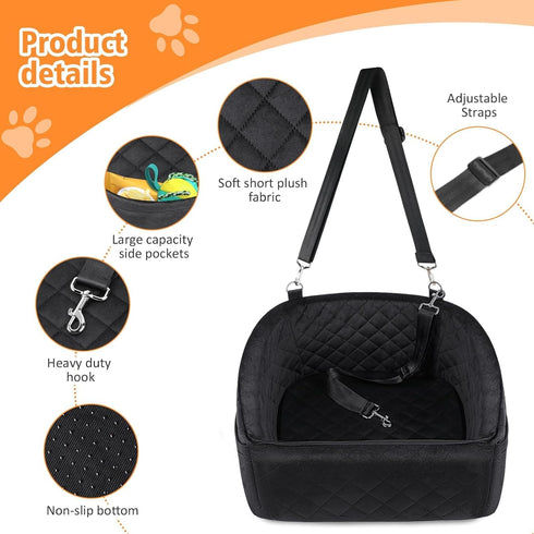 Dog Car Seat for Small Medium Dogs, Detachable Washable Booster Seat Under 30lbs with Storage Pockets