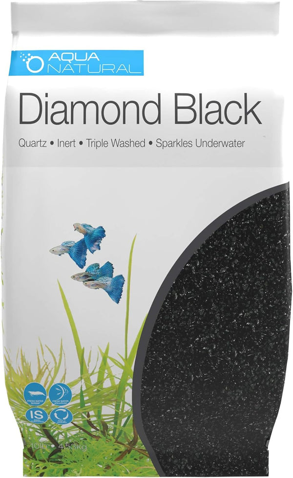 Aqua Natural Diamond Black 10lb - Premium Gravel for Aquariums, Fish Tanks & Terrariums