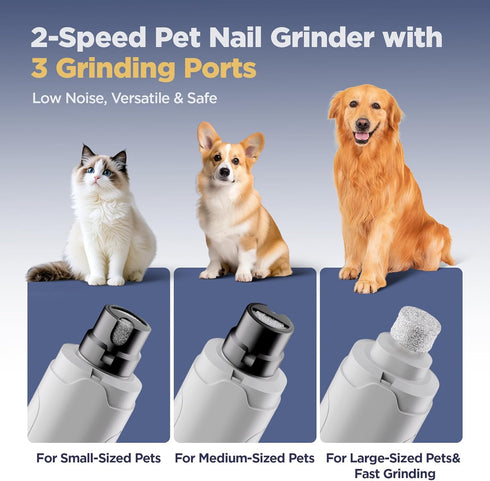 YGGDRA 2-Speed Dog Nail Grinder Upgraded - Professional Super Quiet and Low Vibration Electric Pet Nail Grinder