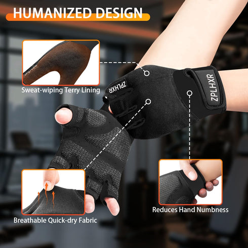 ZPLHXR Workout Gloves for Men and Women, Gym Gloves for Weight Lifting, Exercise, Cycling, Training & Fitness