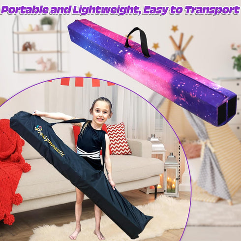 PreGymnastic 6FT/8FT/9.5FT 3-12, Folding Balance Beam for Kids Ages Foldable Gymnastics Floor Beam-Extra Firm Suede