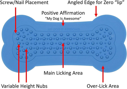 Lick Lick Pad Dog Accessories, Large Suction Dog Peanut Butter Lick Pad for Bathing Station (2 Pack, Blue)