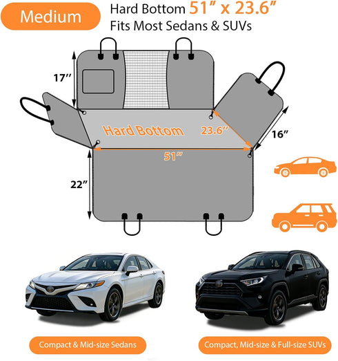 Hammock URPOWER Backseat Extender for Dogs - Hard Bottom Dog Car Seat Cover for Back Seat, Dog for Car and SUV, Pet