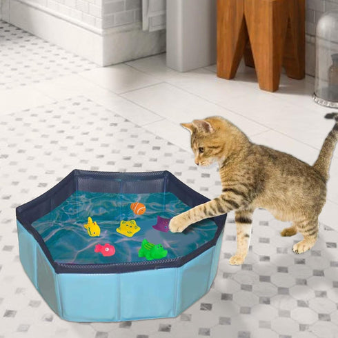 Dwuww 6 Swimming Pcs Pool Cat Interactive, Cat Floating Water, Pool, Pet Kitten Bathing Fish,Interactive for Indoor