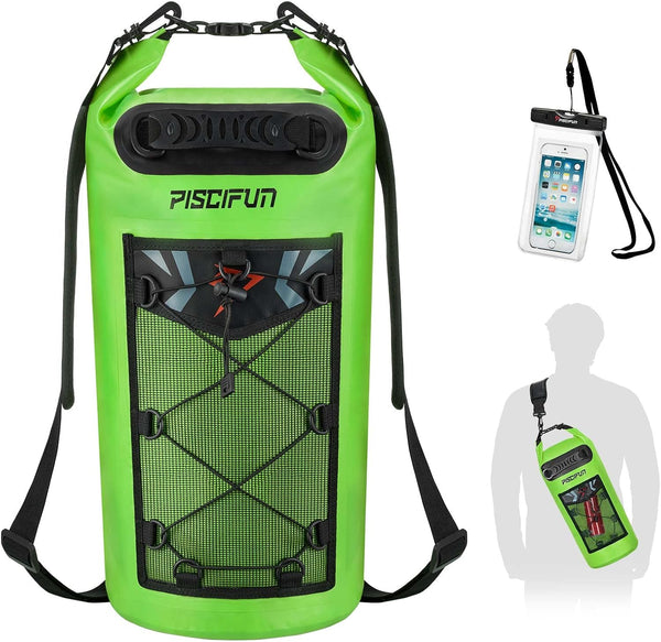 Piscifun Dry Bags - Waterproof Floating Backpack 5L/10L/20L/30L/40L with Waterproof Phone Case for Kayaking and Fishing