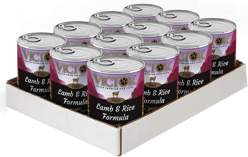 Victor Super Premium Dog Food, Lamb and Rice Formula Pâté, Canned Wet Adult Dog and Puppy Food, 12 x 13.2 oz Cans