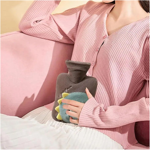 Generic 1000ml Bed(Brown,2000ml) Hot Water Bag Cartoon Hot Water Bottle Large Capacity Bed Warmer Heating Pad with Soft