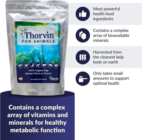Organic Supplement for Skin, Coat, Digestion, and Optimal Health - Suitable for Dogs, Cats, Horses, Livestock - 3lb