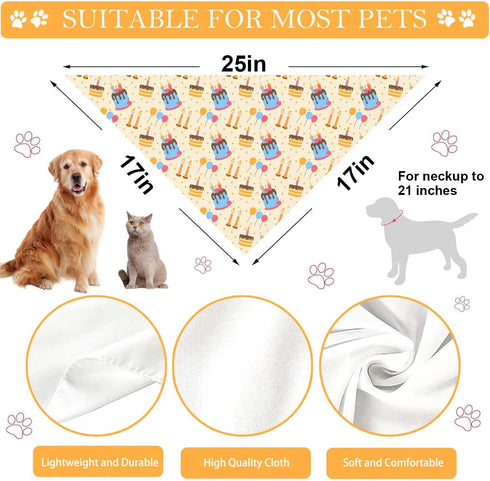 Adjustable Birthday Dog Bandanas - Double-Sided Triangle Scarves for Pets