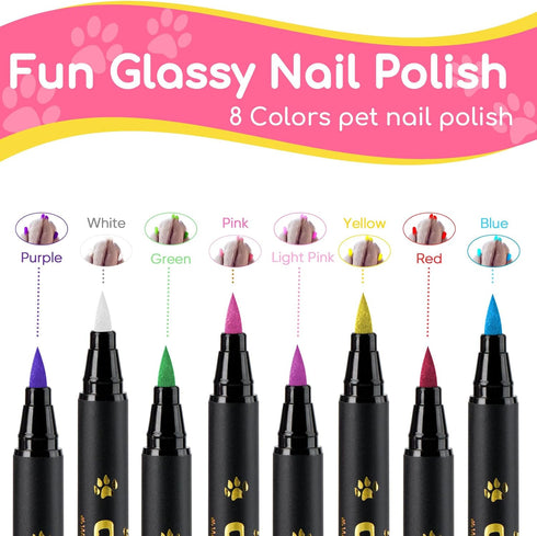 OLINGYOU Dry-8 Set Dog Nail Polish Dog Nail Polish Pens Quick Colors, Pet Nail Polish for Dogs DIY Dogs Puppy Nails