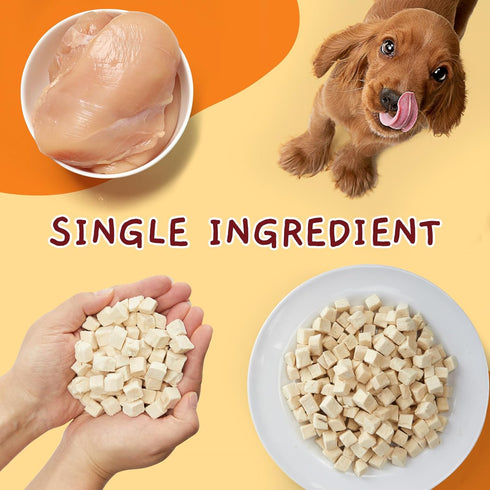 10.58 oz Jungle Calling Freeze Dried Chicken Cat & Dog Treats, Single Ingredient Chicken Bites for Cats & Dogs, High