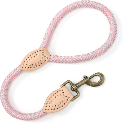 Mile High Life Short Dog Leash for Large Dogs, Reflective Heavy Duty Leash for Training and Walking, Pink
