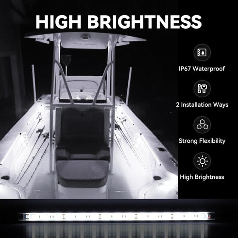 Sailboat 4Pack) Boat Interior Lights White, Waterproof Led Boat Lighting, Marine Led Strip Lighting, Super Bright