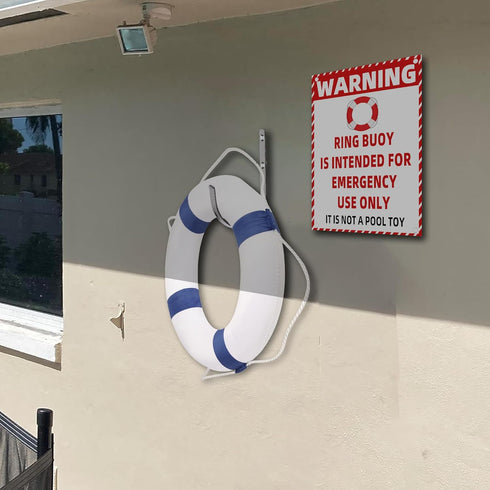 Calvana 20" 98.4ft Swimming Foam Life Preserver Ring with Floating Lifesaving Rope, Throwable Flotation Device, Pool