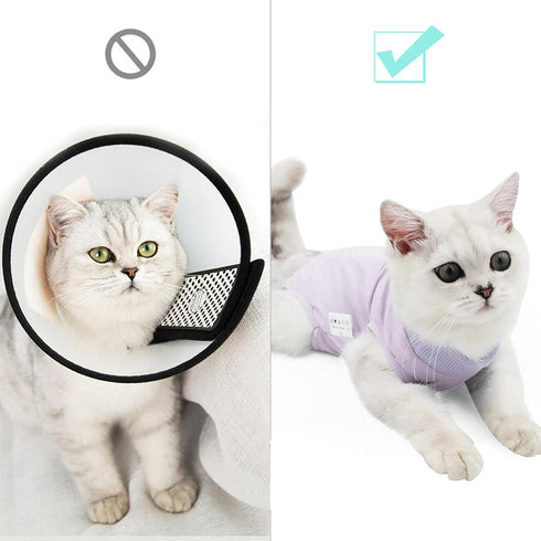 DOTON Cat Recovery Suit for Male and Female, Soft Cone Onesie Shirt Clothes for Post Surgery Neuter Licking Protection