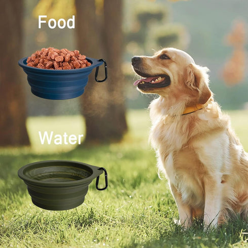 PetBonus 2-Pack Large Silicone Collapsible Dog Bowls, 34oz BPA Free Portable Travel Bowl for Cats and Dogs