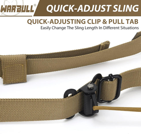 Quick Adjust 2 Point Rifle Sling with HK Hook, Soft Shoulder Pad, Traditional Sling for Rifle, Shotgun, Camera,