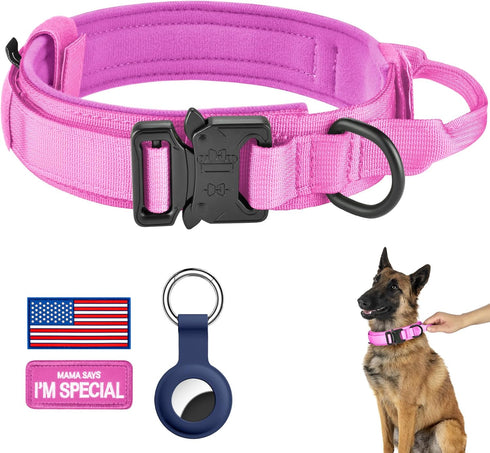 DAGANXI Tactical Dog Collar, Adjustable Military Nylon Collar with Control Handle, Heavy Metal Buckle for Medium Large