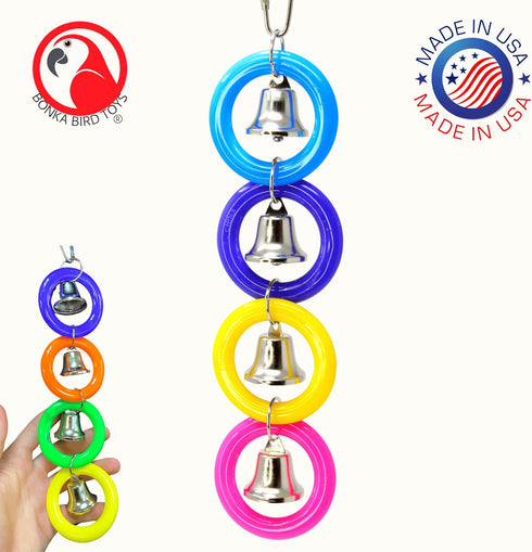 Bonka Bird Toys 945 4 Ring A Ding Toy for African Grey, Budgie, Parakeet, Cockatiel
