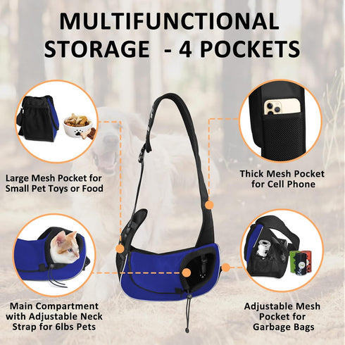 Dog Sling Carrier for 5 LB Small Dogs - Breathable Mesh Pet Carrier for Travel, Hand Free Klein Blue S