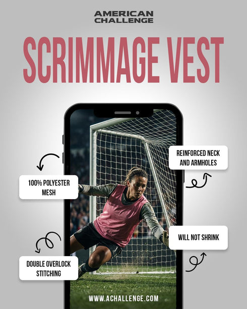 (10-Pack) Scrimmage American Challenge Soccer Pinnies Mesh Jersey Vest for Practice, Soccer Pennies and Training Bibs