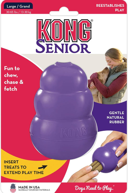 KONG Senior Dog Toy, Gentle Natural Rubber, Durable Stuffable Chew Toy for Older Large Dogs, Treat Toy for Fetching