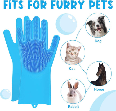 Pet Washing Gloves - Dog and Cat Shampoo Bathing Gloves, High Density Bristles for Gentle Grooming and Massage