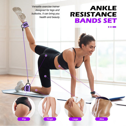 Resistance Bands with Cuffs, Ankle Bands for Working Out, Home Fitness Equipment for Legs and Glutes