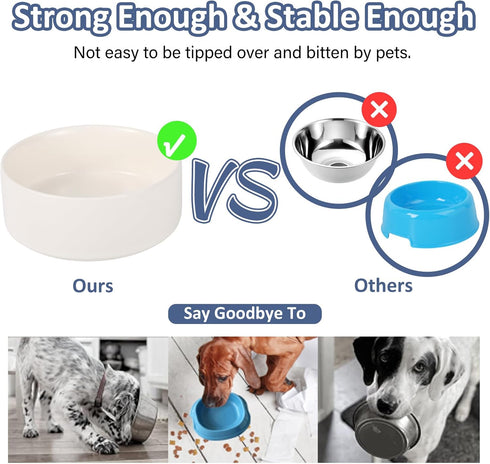 Ceramic Cat Bowl, Puppy Bowls - Whisker Friendly Heavy Cat Food Bowl, Spill Proof for Cats and Small Dogs