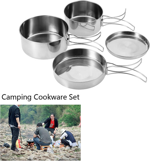 QANYEGN Set, Portable Stainless Steel Cookware Camping Mess Kit, Stainless Steel Camping Cookware for Camping or Other