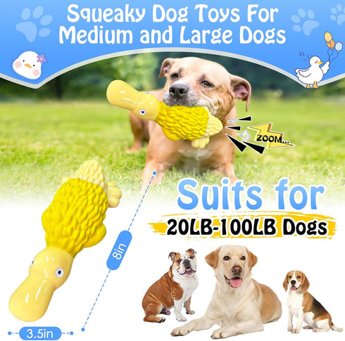 Dog Toys for Aggressive Chewers, Tough Large Squeaky Dog Toys for All Breed Sizes (Yellow)