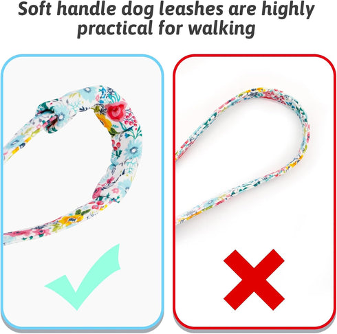 Dog Collar and Leash Set for Girls, Adjustable Puppy Collars with Floral Bow Tie for Small Medium Large Female Dogs,