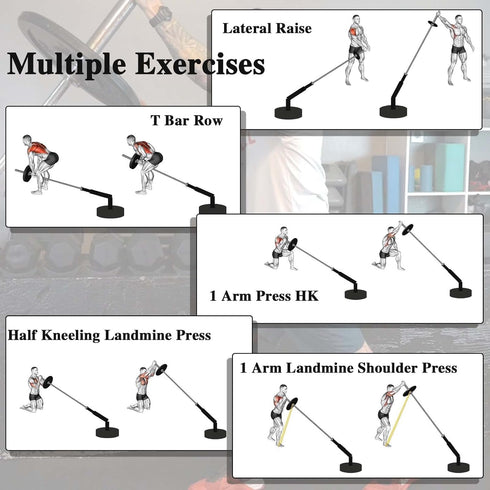 T Bar Row Landmine Attachment for 2" Olympic Barbell Bars, Home Gym Workout Equipment