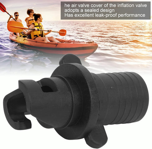 Qiilu Inflatable Pump Adaptor, Black Plastic Kayak Air Valve Connector for Surfboard Inflation